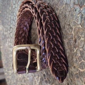 Eddie Bauer Braided Leather Belt with Brass Buckle. Fits up to 40".